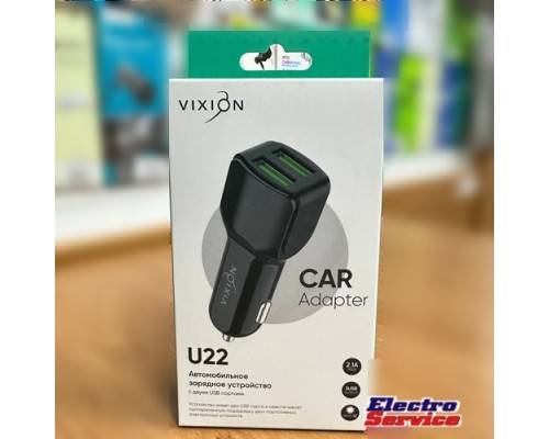  АЗУ Зарядка автомобильная VIXION U22 (2-USB/2.1A) Длинный блок  