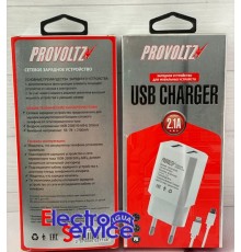 Зарядное устройство PROVOLTZ 2.1A+microUSB кабель 